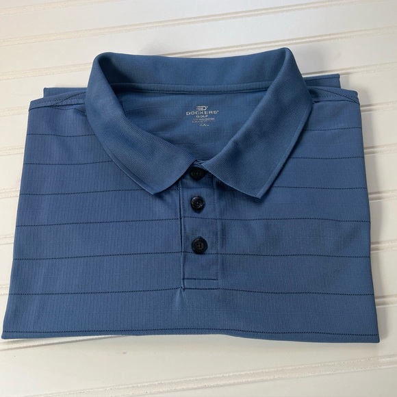 Dockers Other - Docker Golf Men's Polo Shirt Short Sleeved Dark Blue Narrow Black Stripe XXL